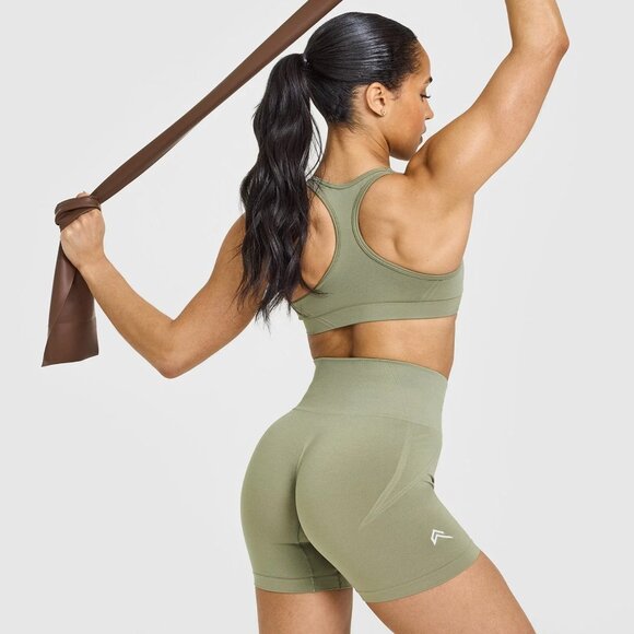 Effortless Seamless Shorts with White Logo - Picture 4 of 4